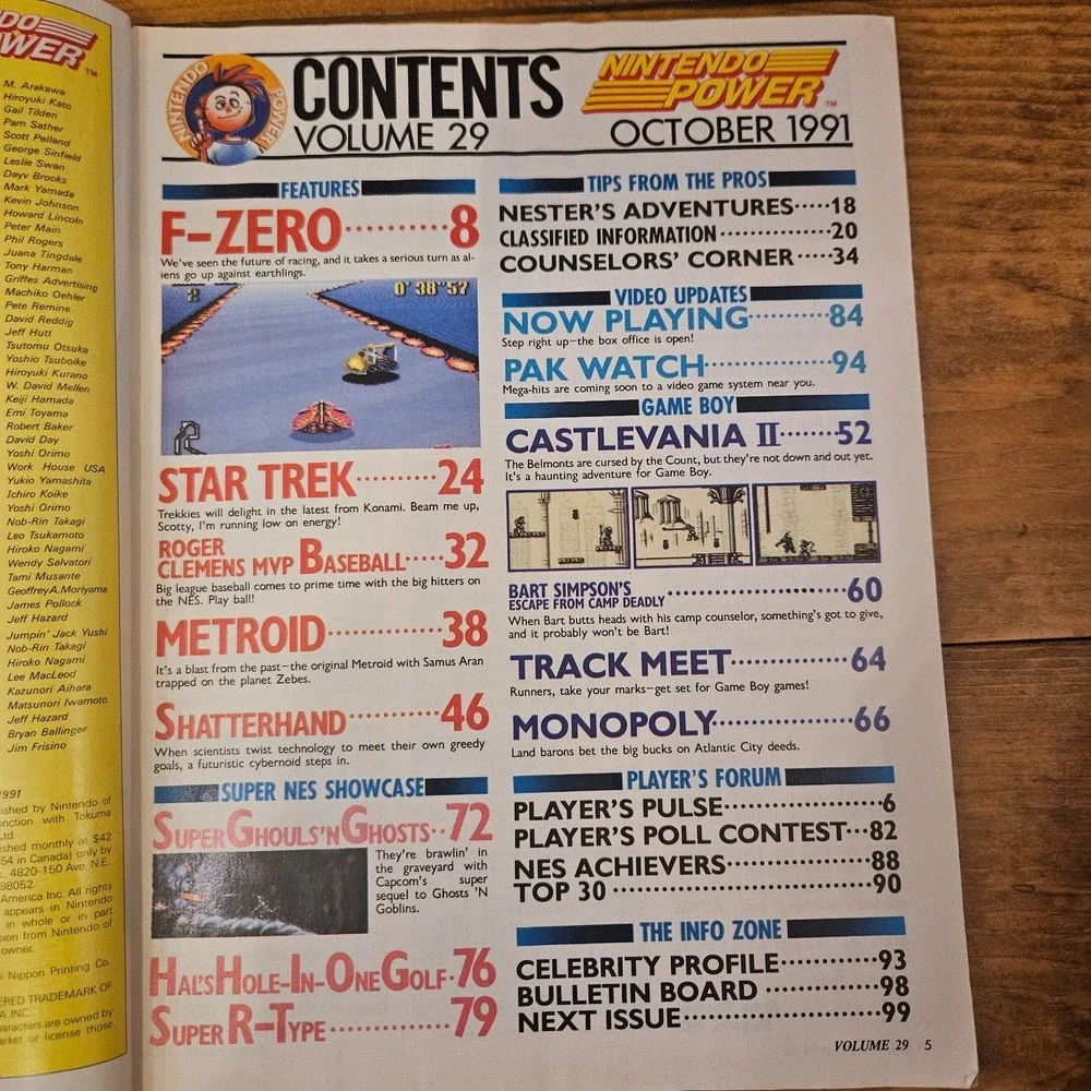 VTG Nintendo Power Vol. 29 October 1991 Star Trek F-Zero Metroid Castlevania II